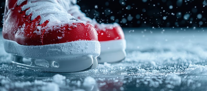 Icy winter sports equipment on snowy ground photo