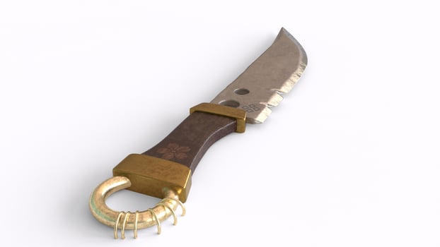 metal sharp knife with white background photo