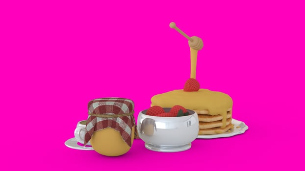picnic dessert food with pink background photo