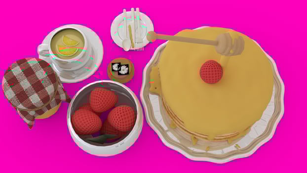 picnic dessert food with pink background photo