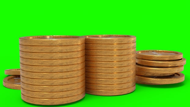 pirates gold coins green background photo