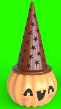 pumpkin with hat with green background photo
