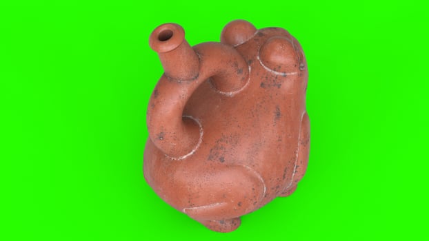 stirrup spout bottle frog with green background photo