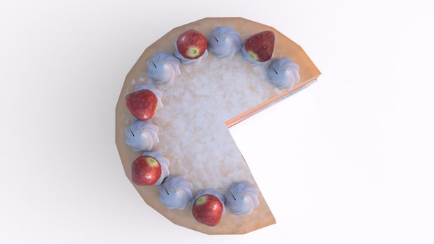 strawberry cake with white background photo