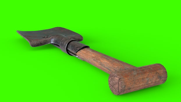 trench shovel with green background photo