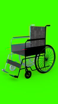 wheel chair with green background photo