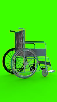 wheel chair with green background photo