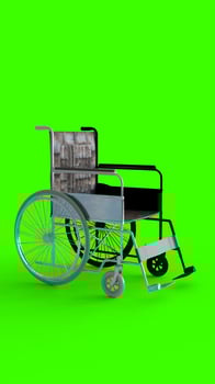 wheel chair with green background photo