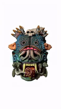 painted tiki mask with white background photo