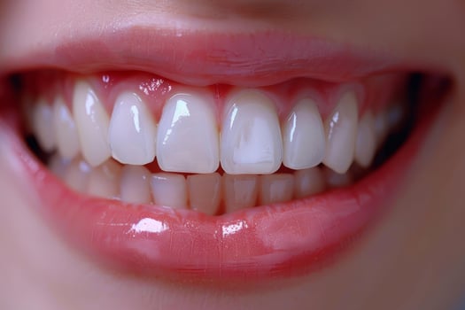 Closeup of a perfect smile with white teeth photo