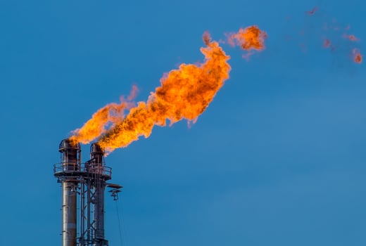 Flare stack at a refinery in Texas photo