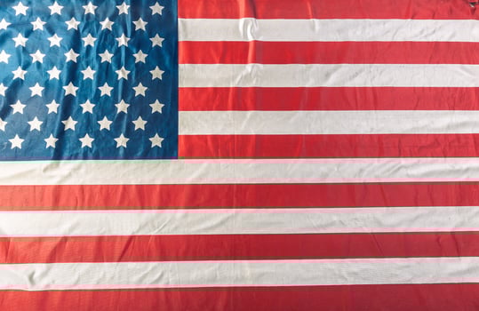 Closeup of ruffled American flag photo