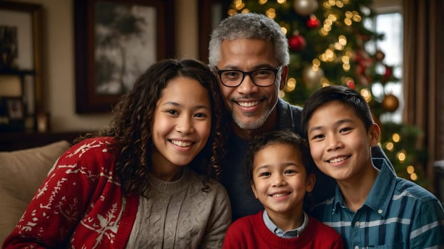 Festive Christmas with a Joyful Diverse Family photo