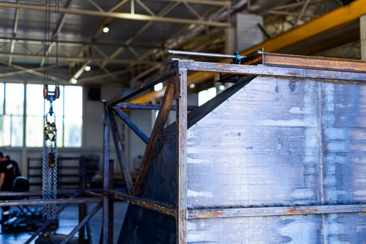 Metal factory construction. Heavy metalwork technologies. photo