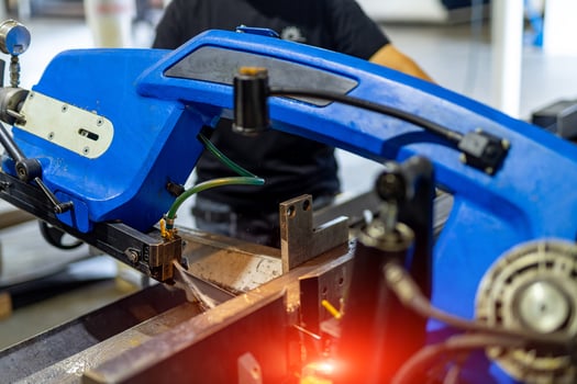 Metalworking industrial technologies. Metal factory close up view process. photo