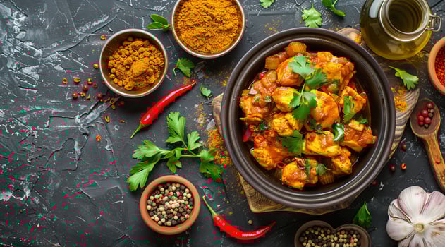 Authentic Chicken Jalfrezi Indian and Pakistani traditional cuisine food photo