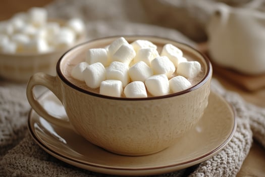 Hot chocolate with marshmallows in a cozy atmosphere warming up on a cold day photo