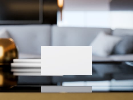 Clean minimal business card mockup with interior background photo
