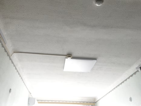 White ceiling with lighting in office room photo