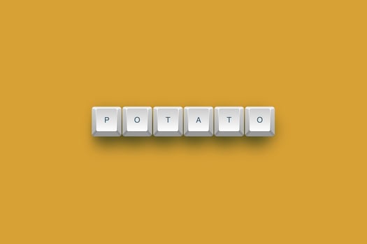 Potato text on a 3d keyboard button with shadow concept series photo