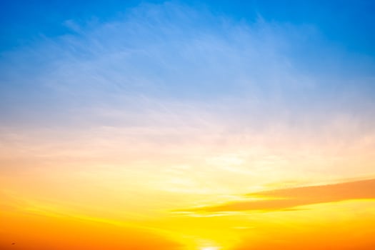 Beautiful , luxury soft gradient orange gold clouds and sunlight on the blue sky perfect for the background, take in everning,Twilight, Large size, high definition landscape photo