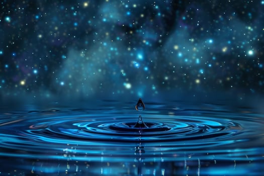 A truly mesmerizing scene showcasing rippling water set against a starfilled cosmic background that captivates photo