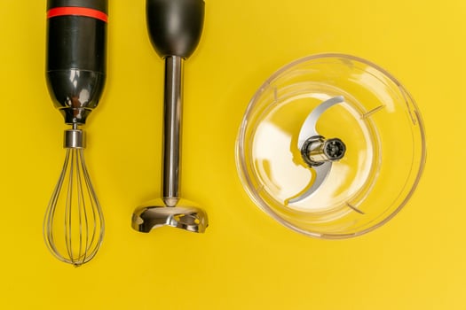 Various kitchen tools arranged neatly for culinary preparation photo