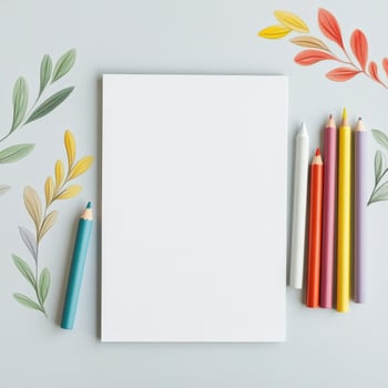 Coloring book page mockup with crayons photo