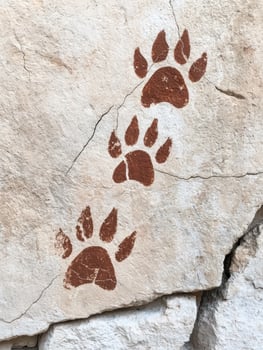 animal paw prints on rock surface photo