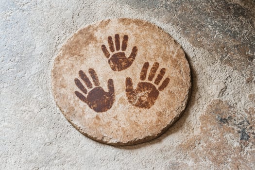 Handprints on a stone photo