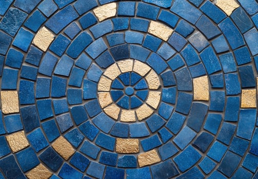 Vibrant blue and gold mosaic pattern photo