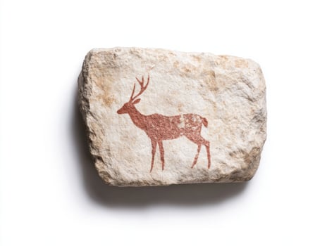 ancient rock carving of deer silhouette photo