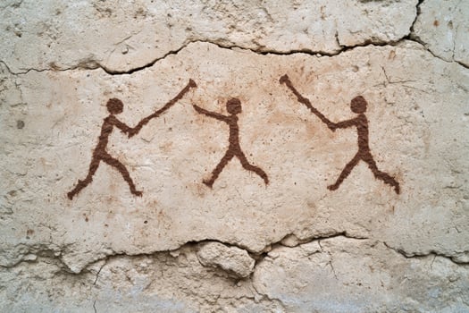ancient cave drawings of stick figures photo