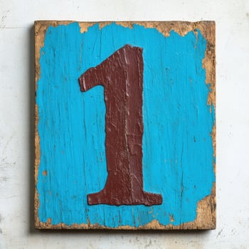 Rustic wooden number one sign photo
