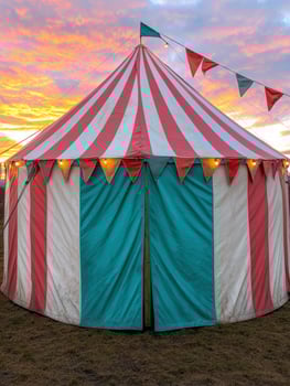 colorful circus tent at sunset photo