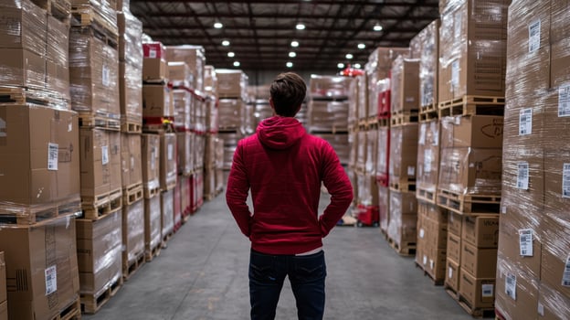 Efficient warehouse management with logistic manager overseeing operations photo