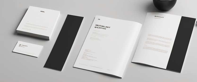 A black and white stationery set with a cup of coffee photo