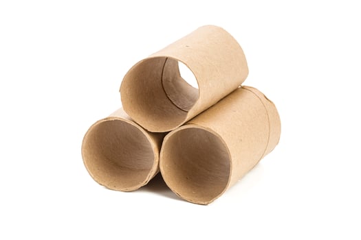 Empty toilet paper on white background photo