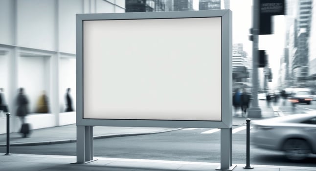 Blank billboard mockup on the street with cars passing by photo