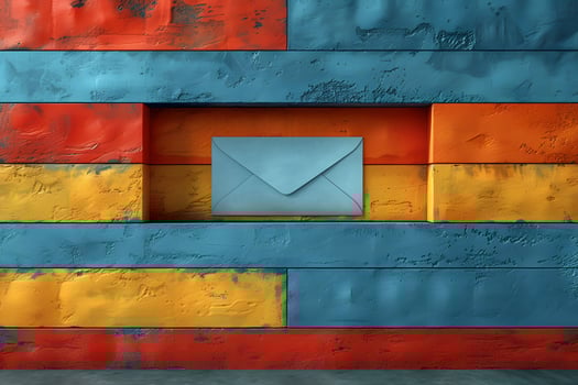 Colorful Abstract Brick Wall with Blue Envelope Centerpiece for Creative Design photo