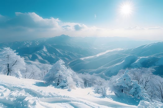 Majestic Winter Wonderland in Snow-Covered Mountain Wilderness for Tranquil Design photo
