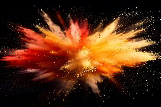 Vibrant Explosion of Colorful Powder in Dynamic Motion for Artistic Design photo