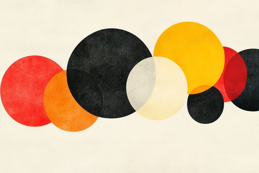 Modern Bauhaus poster featuring geometric shapes in primary colors against a neutral background for contemporary decor photo