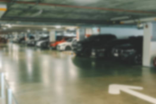 Abstract blurred of car parking area background. Blurred images of parking area. photo