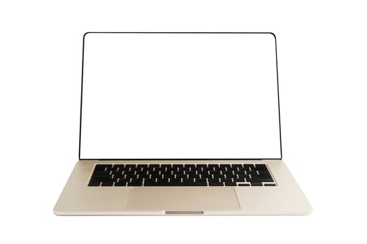 Laptop computer on blank white screen isolated on white background with clipping path. photo