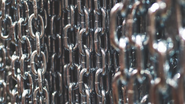 Silver metal steel chain close up texture background industrial photo