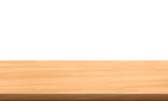 empty wooden table front view isolated on white background. photo