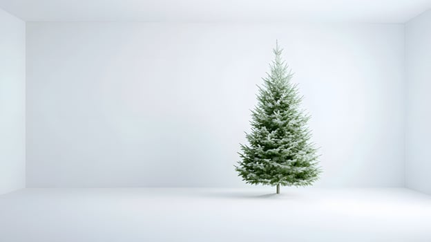 modern Christmas tree stands elegantly in minimalist room, evoking serene holiday spirit photo