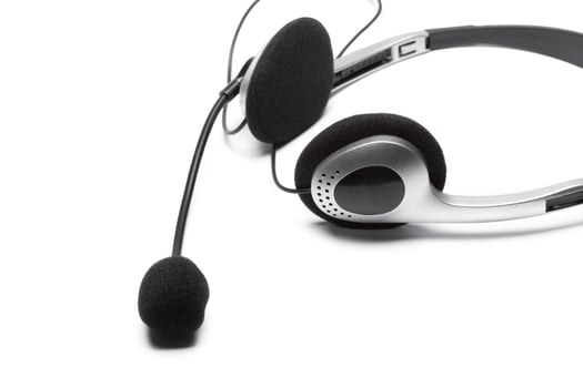 headset with microphone isolated on white photo