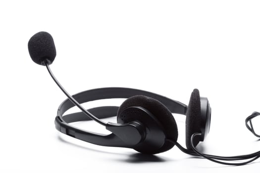 headset with microphone isolated on white photo